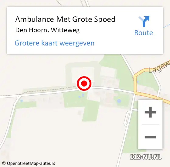 Locatie op kaart van de 112 melding: Ambulance Met Grote Spoed Naar Den Hoorn, Witteweg op 13 oktober 2023 23:12
