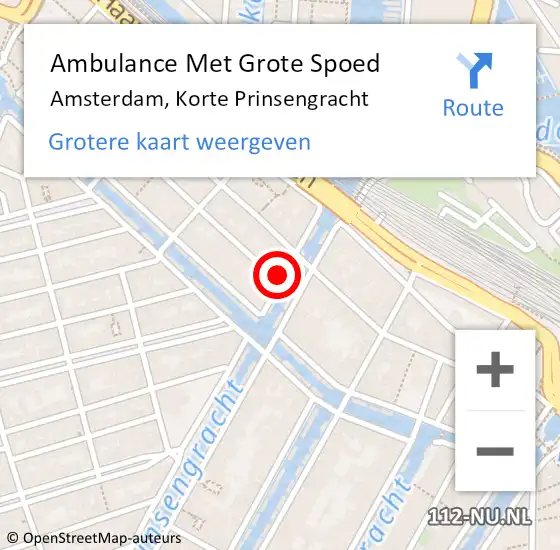 Locatie op kaart van de 112 melding: Ambulance Met Grote Spoed Naar Amsterdam, Korte Prinsengracht op 13 oktober 2023 23:31