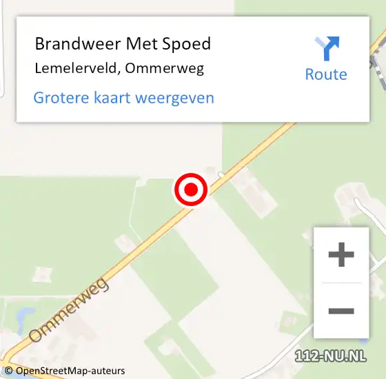 Locatie op kaart van de 112 melding: Brandweer Met Spoed Naar Lemelerveld, Ommerweg op 14 oktober 2023 00:46