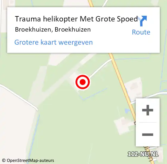 Locatie op kaart van de 112 melding: Trauma helikopter Met Grote Spoed Naar Broekhuizen, Broekhuizen op 14 oktober 2023 01:22