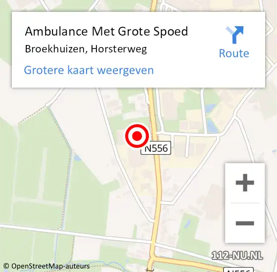 Locatie op kaart van de 112 melding: Ambulance Met Grote Spoed Naar Broekhuizen, Horsterweg op 14 oktober 2023 01:24