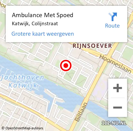 Locatie op kaart van de 112 melding: Ambulance Met Spoed Naar Katwijk, Colijnstraat op 14 oktober 2023 01:29