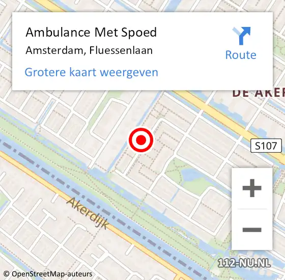 Locatie op kaart van de 112 melding: Ambulance Met Spoed Naar Amsterdam, Fluessenlaan op 14 oktober 2023 01:53