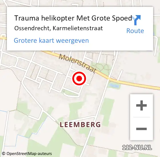 Locatie op kaart van de 112 melding: Trauma helikopter Met Grote Spoed Naar Ossendrecht, Karmelietenstraat op 14 oktober 2023 03:06