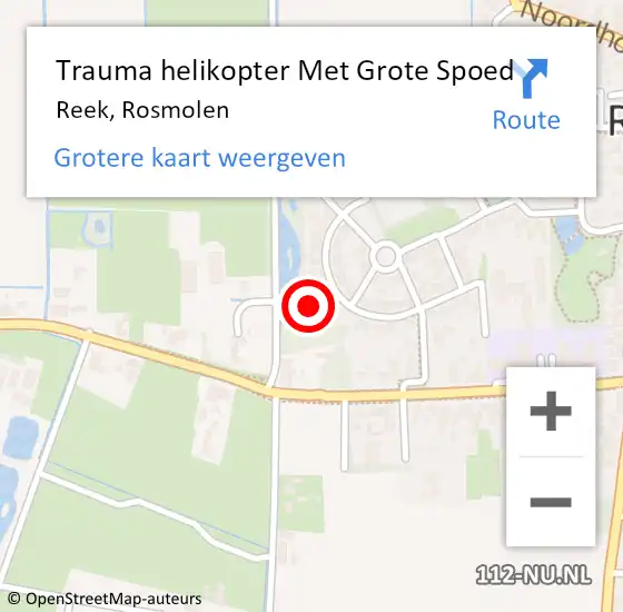 Locatie op kaart van de 112 melding: Trauma helikopter Met Grote Spoed Naar Reek, Rosmolen op 14 oktober 2023 03:15
