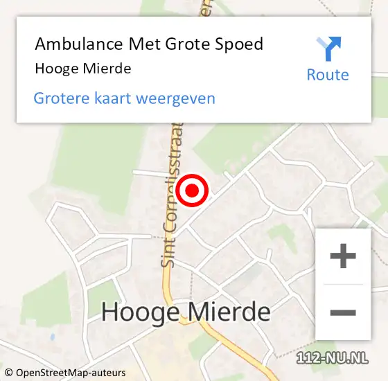 Locatie op kaart van de 112 melding: Ambulance Met Grote Spoed Naar Hooge Mierde op 14 oktober 2023 05:10