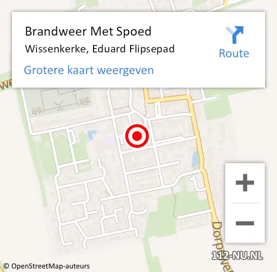 Locatie op kaart van de 112 melding: Brandweer Met Spoed Naar Wissenkerke, Eduard Flipsepad op 14 oktober 2023 08:20