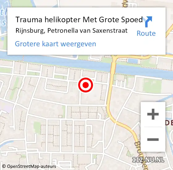 Locatie op kaart van de 112 melding: Trauma helikopter Met Grote Spoed Naar Rijnsburg, Petronella van Saxenstraat op 14 oktober 2023 08:44