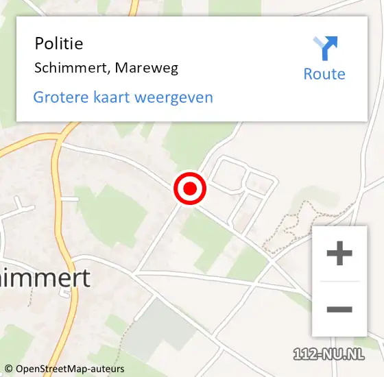 Locatie op kaart van de 112 melding: Politie Schimmert, Mareweg op 14 oktober 2023 09:19