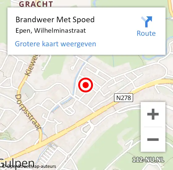 Locatie op kaart van de 112 melding: Brandweer Met Spoed Naar Epen, Wilhelminastraat op 14 oktober 2023 09:40
