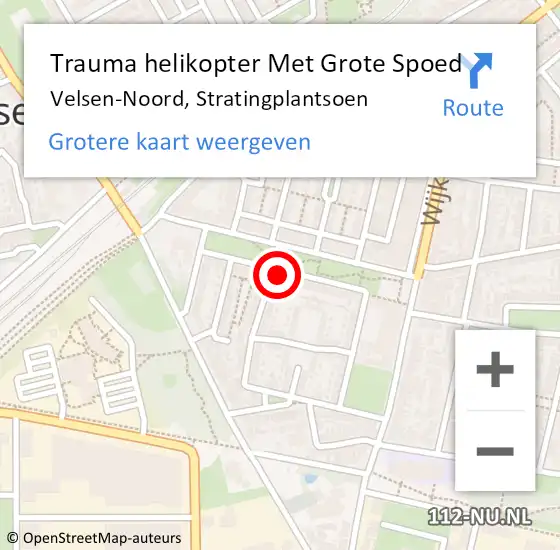 Locatie op kaart van de 112 melding: Trauma helikopter Met Grote Spoed Naar Velsen-Noord, Stratingplantsoen op 14 oktober 2023 09:41