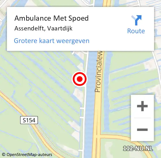 Locatie op kaart van de 112 melding: Ambulance Met Spoed Naar Assendelft, Vaartdijk op 14 oktober 2023 09:51
