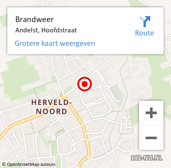 Locatie op kaart van de 112 melding: Brandweer Andelst, Hoofdstraat op 14 oktober 2023 11:13