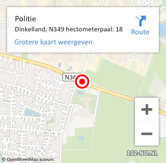 Locatie op kaart van de 112 melding: Politie Dinkelland, N349 hectometerpaal: 18 op 14 oktober 2023 13:19