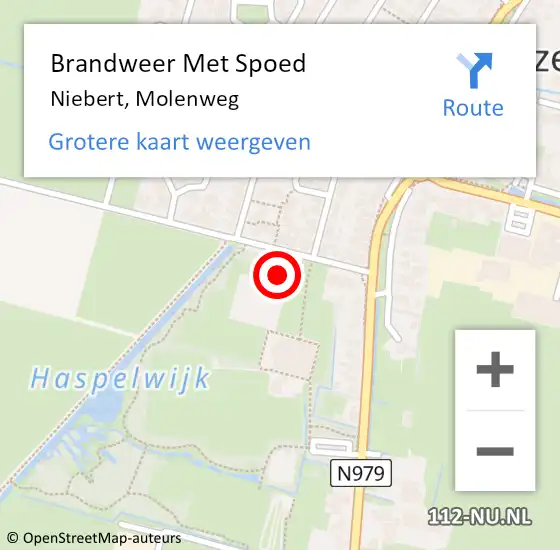 Locatie op kaart van de 112 melding: Brandweer Met Spoed Naar Niebert, Molenweg op 14 oktober 2023 13:26