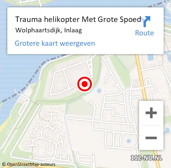 Locatie op kaart van de 112 melding: Trauma helikopter Met Grote Spoed Naar Wolphaartsdijk, Inlaag op 14 oktober 2023 13:47