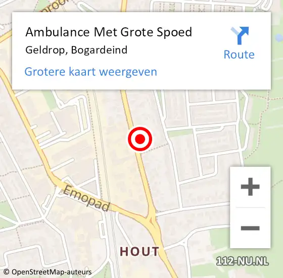 Locatie op kaart van de 112 melding: Ambulance Met Grote Spoed Naar Geldrop, Bogardeind op 14 oktober 2023 16:17