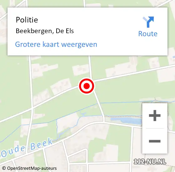 Locatie op kaart van de 112 melding: Politie Beekbergen, De Els op 14 oktober 2023 16:32