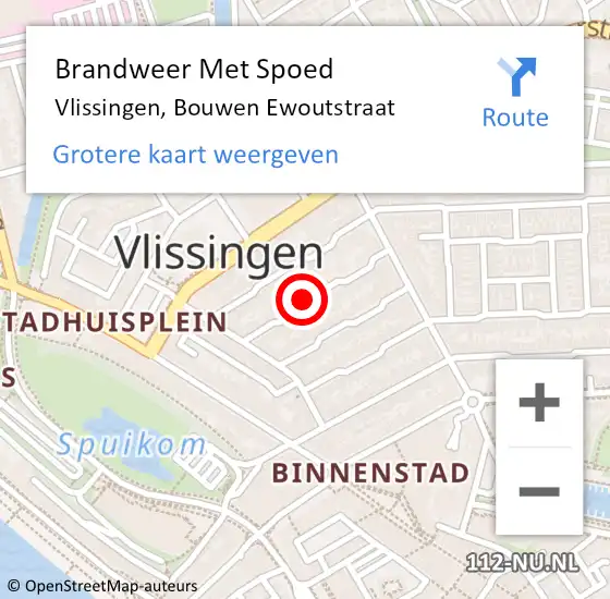Locatie op kaart van de 112 melding: Brandweer Met Spoed Naar Vlissingen, Bouwen Ewoutstraat op 14 oktober 2023 16:52