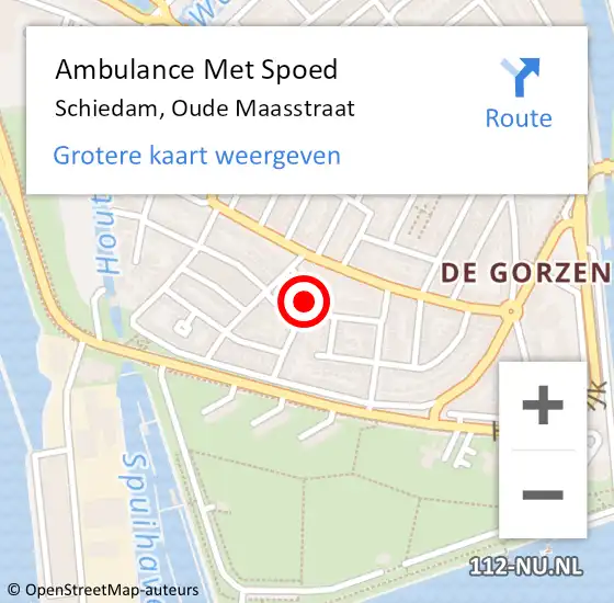 Locatie op kaart van de 112 melding: Ambulance Met Spoed Naar Schiedam, Oude Maasstraat op 14 oktober 2023 17:00