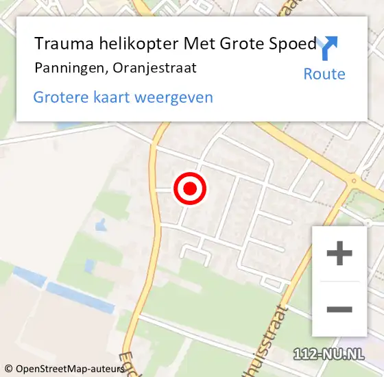 Locatie op kaart van de 112 melding: Trauma helikopter Met Grote Spoed Naar Panningen, Oranjestraat op 14 oktober 2023 17:38
