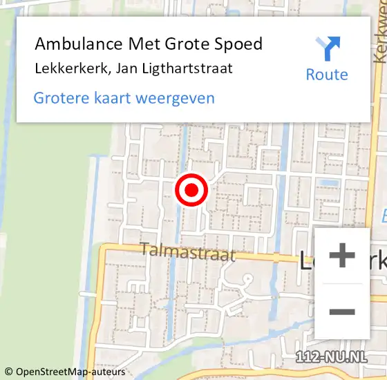 Locatie op kaart van de 112 melding: Ambulance Met Grote Spoed Naar Lekkerkerk, Jan Ligthartstraat op 14 oktober 2023 17:38
