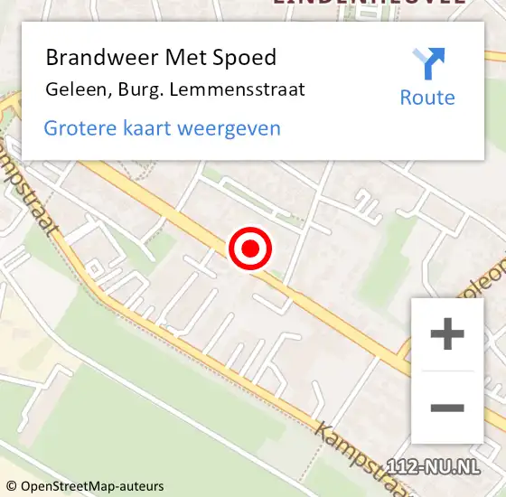 Locatie op kaart van de 112 melding: Brandweer Met Spoed Naar Geleen, Burg. Lemmensstraat op 14 oktober 2023 19:37