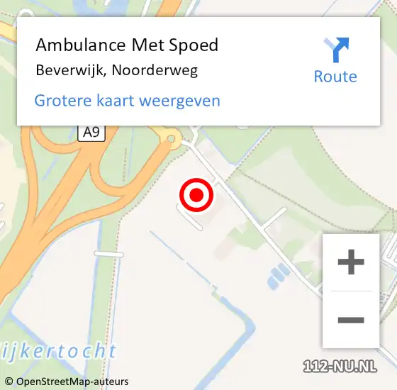 Locatie op kaart van de 112 melding: Ambulance Met Spoed Naar Beverwijk, Noorderweg op 14 oktober 2023 20:14