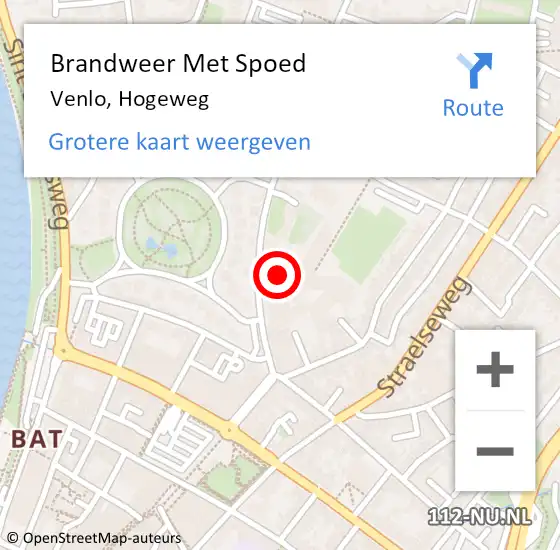 Locatie op kaart van de 112 melding: Brandweer Met Spoed Naar Venlo, Hogeweg op 14 oktober 2023 20:15