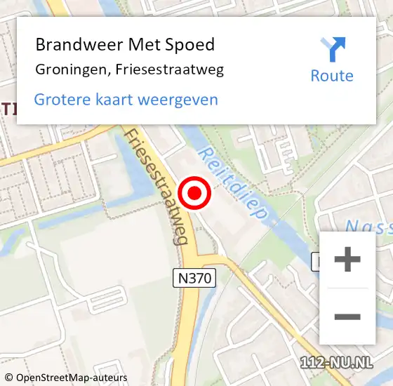 Locatie op kaart van de 112 melding: Brandweer Met Spoed Naar Groningen, Friesestraatweg op 14 oktober 2023 20:43