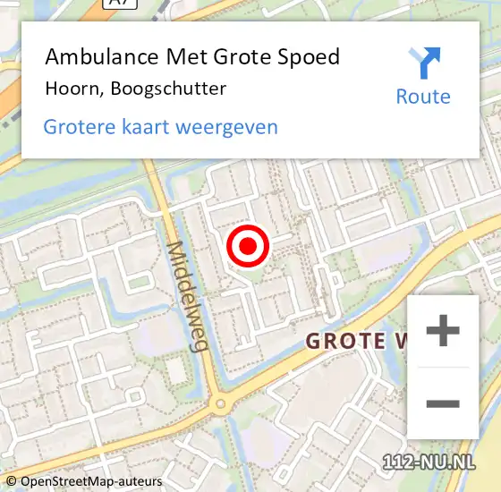 Locatie op kaart van de 112 melding: Ambulance Met Grote Spoed Naar Hoorn, Boogschutter op 14 oktober 2023 22:28