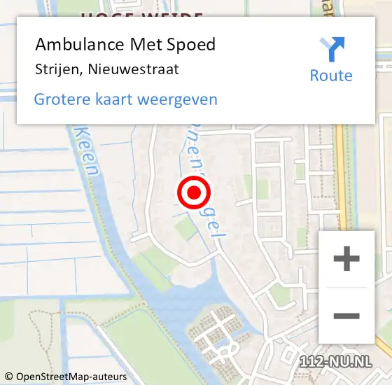 Locatie op kaart van de 112 melding: Ambulance Met Spoed Naar Strijen, Nieuwestraat op 14 oktober 2023 22:37