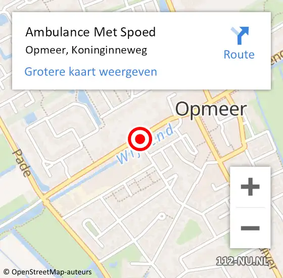 Locatie op kaart van de 112 melding: Ambulance Met Spoed Naar Opmeer, Koninginneweg op 14 oktober 2023 23:18