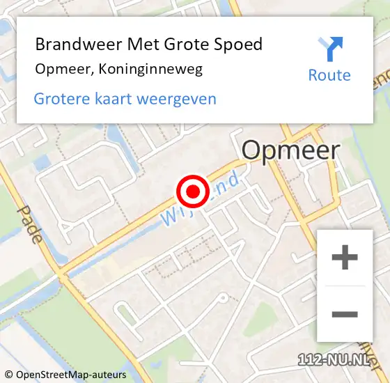 Locatie op kaart van de 112 melding: Brandweer Met Grote Spoed Naar Opmeer, Koninginneweg op 14 oktober 2023 23:34