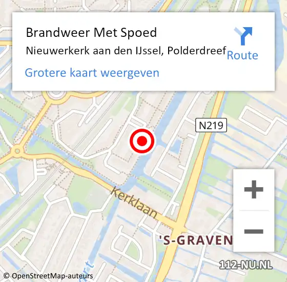 Locatie op kaart van de 112 melding: Brandweer Met Spoed Naar Nieuwerkerk aan den IJssel, Polderdreef op 15 oktober 2023 00:29