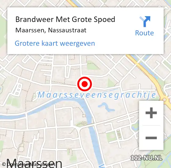 Locatie op kaart van de 112 melding: Brandweer Met Grote Spoed Naar Maarssen, Nassaustraat op 15 oktober 2023 00:52