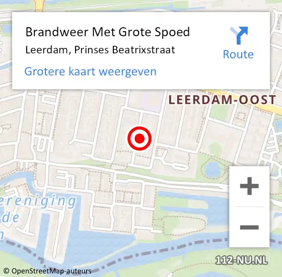 Locatie op kaart van de 112 melding: Brandweer Met Grote Spoed Naar Leerdam, Prinses Beatrixstraat op 15 oktober 2023 01:18