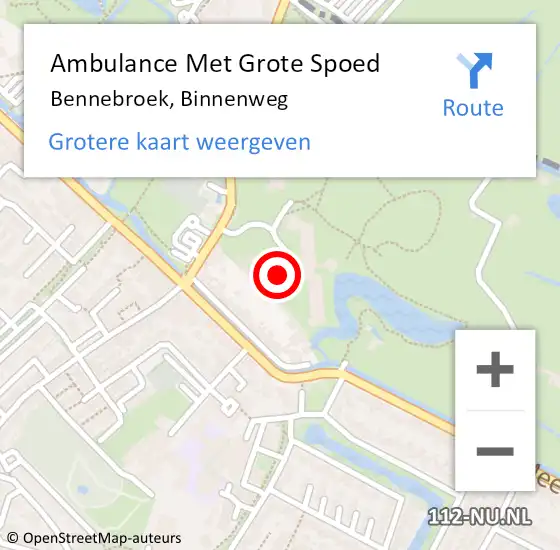 Locatie op kaart van de 112 melding: Ambulance Met Grote Spoed Naar Bennebroek, Binnenweg op 15 oktober 2023 02:00