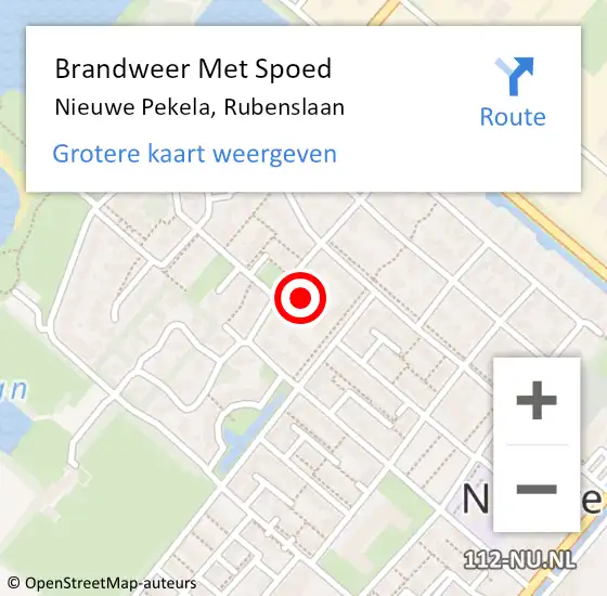 Locatie op kaart van de 112 melding: Brandweer Met Spoed Naar Nieuwe Pekela, Rubenslaan op 15 oktober 2023 03:07