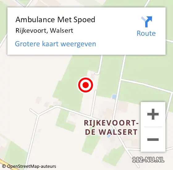 Locatie op kaart van de 112 melding: Ambulance Met Spoed Naar Rijkevoort, Walsert op 15 oktober 2023 04:39