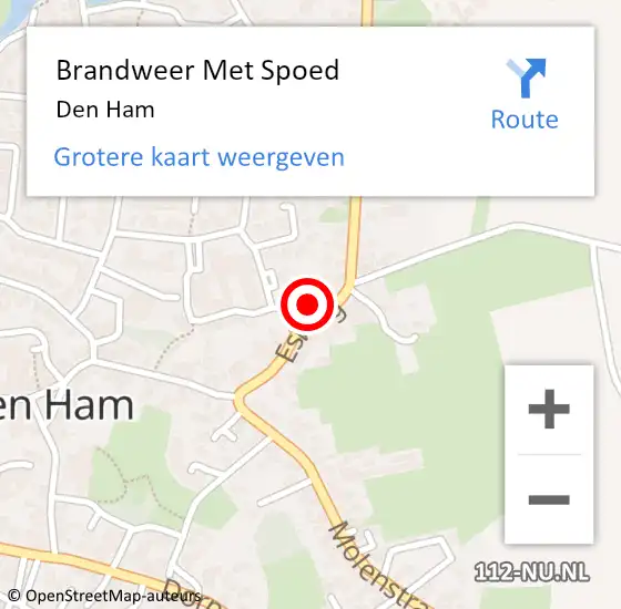 Locatie op kaart van de 112 melding: Brandweer Met Spoed Naar Den Ham op 15 oktober 2023 05:02