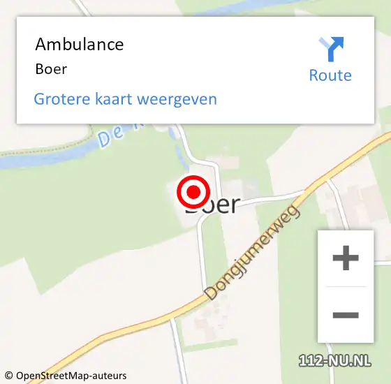 Locatie op kaart van de 112 melding: Ambulance Boer op 15 oktober 2023 06:11