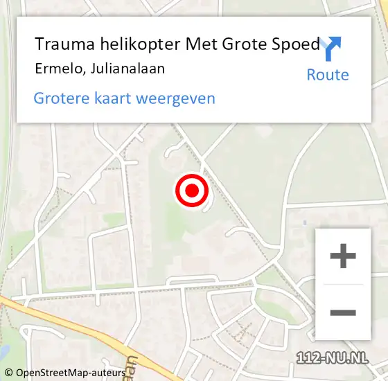 Locatie op kaart van de 112 melding: Trauma helikopter Met Grote Spoed Naar Ermelo, Julianalaan op 15 oktober 2023 07:26