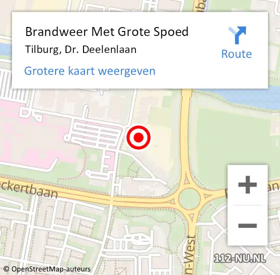 Locatie op kaart van de 112 melding: Brandweer Met Grote Spoed Naar Tilburg, Dr. Deelenlaan op 15 oktober 2023 07:50