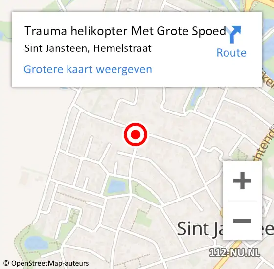 Locatie op kaart van de 112 melding: Trauma helikopter Met Grote Spoed Naar Sint Jansteen, Hemelstraat op 15 oktober 2023 08:53