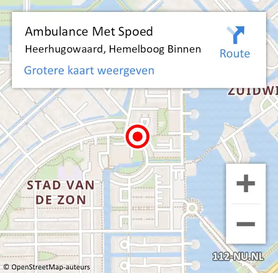 Locatie op kaart van de 112 melding: Ambulance Met Spoed Naar Heerhugowaard, Hemelboog Binnen op 15 oktober 2023 10:05