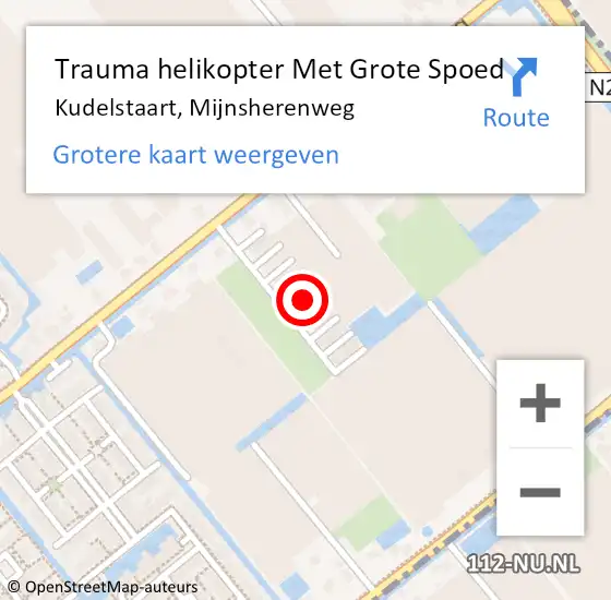 Locatie op kaart van de 112 melding: Trauma helikopter Met Grote Spoed Naar Kudelstaart, Mijnsherenweg op 15 oktober 2023 12:45