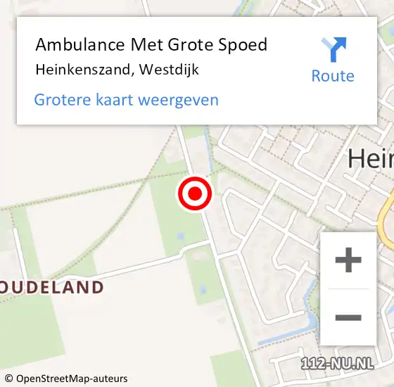 Locatie op kaart van de 112 melding: Ambulance Met Grote Spoed Naar Heinkenszand, Westdijk op 11 september 2014 16:49
