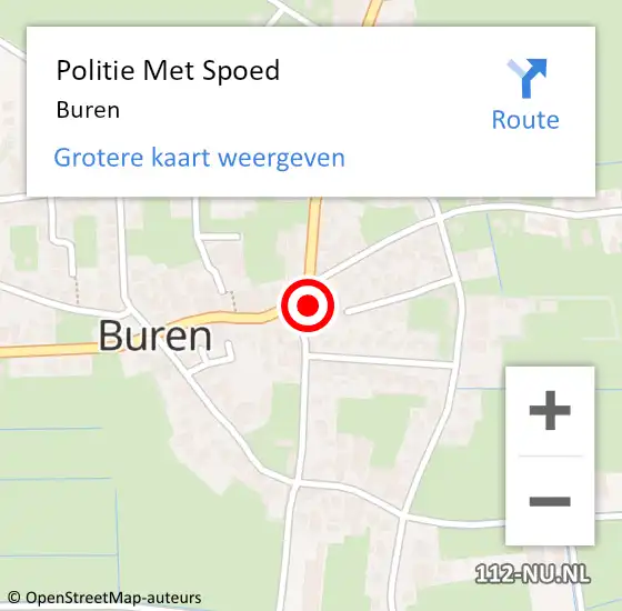 Locatie op kaart van de 112 melding: Politie Met Spoed Naar Buren op 15 oktober 2023 13:25