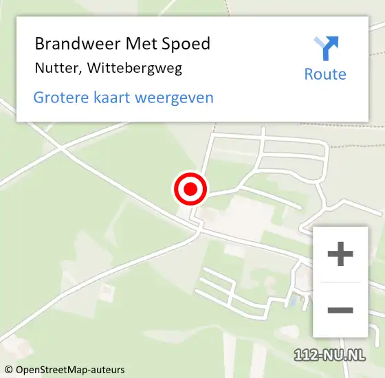 Locatie op kaart van de 112 melding: Brandweer Met Spoed Naar Nutter, Wittebergweg op 15 oktober 2023 14:20